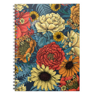 Carnet Bouquet de fleurs - roses, pivoines, marguerites e