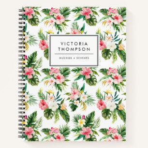 Carnet Bouquet de fleurs tropicales en aquarelle