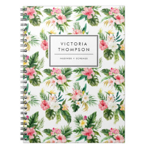 Carnet Bouquet de fleurs tropicales en aquarelle