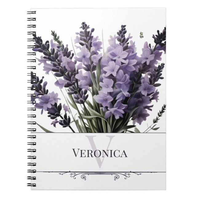 Carnet Bouquet de lavande aquarelle personnalisé (Devant)