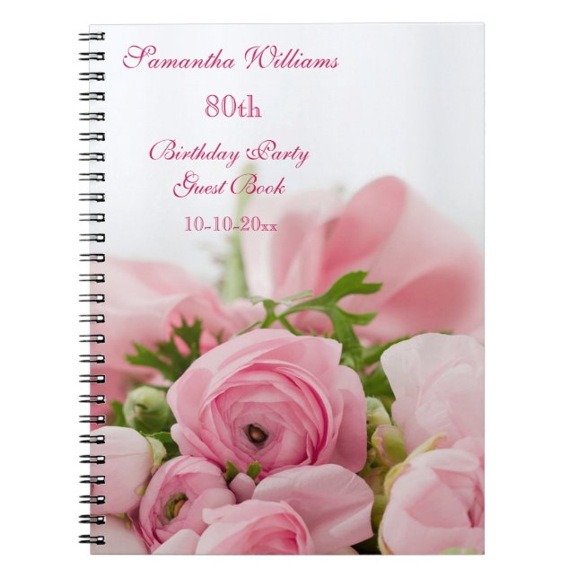 Carnet Bouquet de quatre-vingtième anniversaire de roses (Devant)