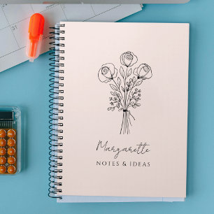 Carnet Bouquet de roses dessinées à la main Calligraphie