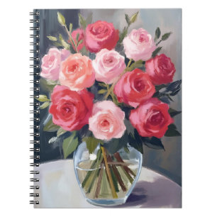 Carnet Bouquet de roses   Peinture aquarelle florale roug