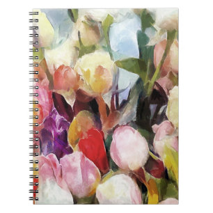 Carnet Bouquet de tulipes Roses modernes : peinture à l'h