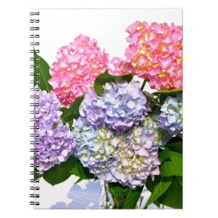 Carnet Bouquet d'hortensia bleu rose violet élégant