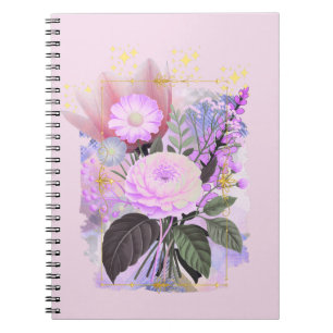 Carnet Bouquet floral magique dans un cadre doré