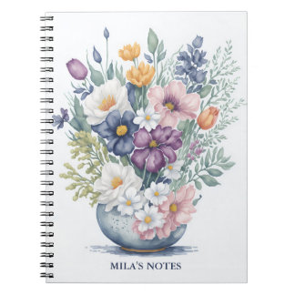 Carnet Bouquet floral sur mesure Pastel Fleur sauvage aqu