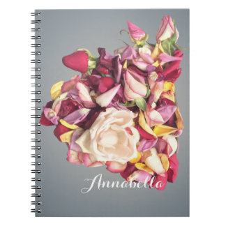 Carnet Bouquet rose et argent rose et rose nom personnali