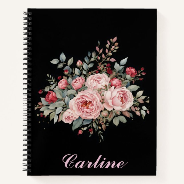 Carnet Bouquet rose et rose rouge (Devant)