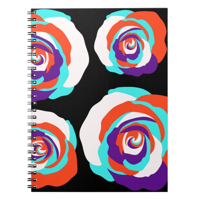 Carnet Bouquets de roses orange sur un arrière - plan noi (Devant)