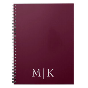 Carnet Bourgogne et blanc Monogramme moderne
