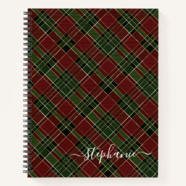 Carnet Bourgogne Vert Plaid Noël Monogramme de Noël