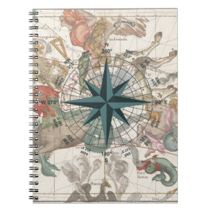 Carnet Boussole sur une carte ancienne