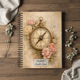 Carnet Boussole Vintage avec Roses