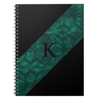 Carnet Bouteille Vert Batik Noir Monogramme
