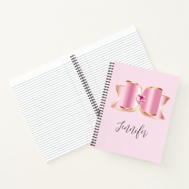 Carnet Bow en verre rose avec pierre centrale (Intérieur)