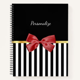 Carnet Bow rouge classique Grandes noires et blanches ave