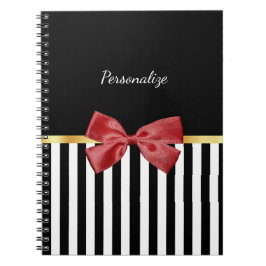 Carnet Bow rouge classique Grandes noires et blanches ave