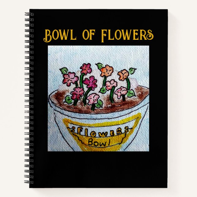 Carnet Bowl of Flowers Black (Devant)