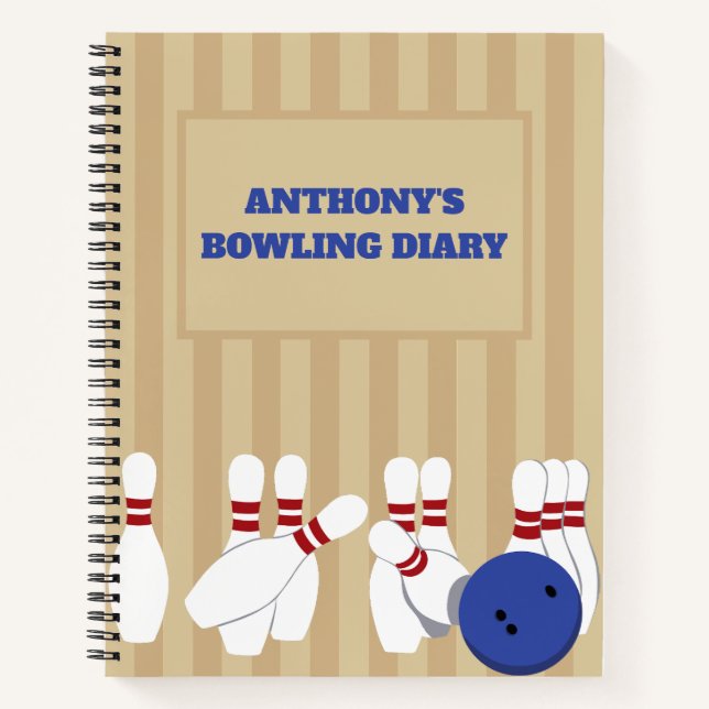 Carnet Bowling Ball et Pins Personnalisé (Devant)