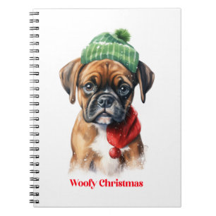 Carnet Boxer Chien Noël X Mas cadeau de voeux Woofy Chris