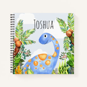 Carnet Boys Cute Aquarelle Dinosaure et nom
