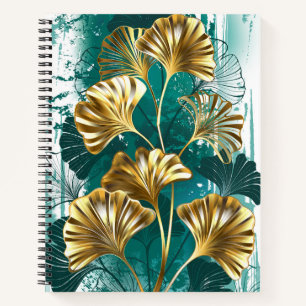 Carnet Branche avec Feuilles d'or Ginko Biloba