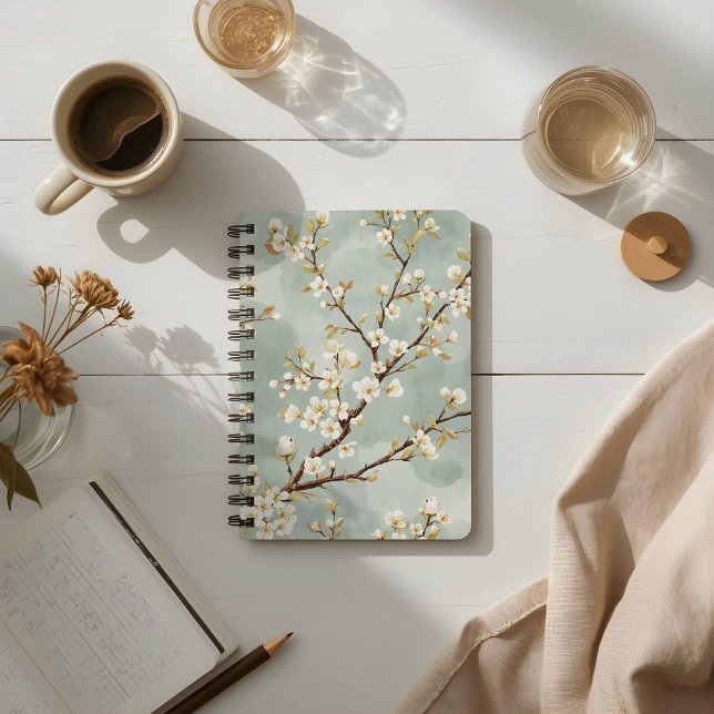 Carnet Branche Botanique Fleur Blanche Délicate (Créateur téléchargé)