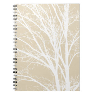 Carnet Branches d'arbre blanc crème rustique
