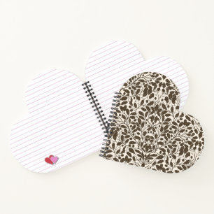 Carnet Branches de chêne et feuilles, motif damassé en br