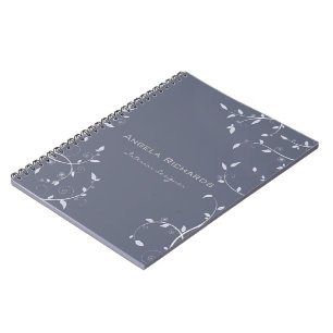 Carnet Branches de feuilles frisées bleues