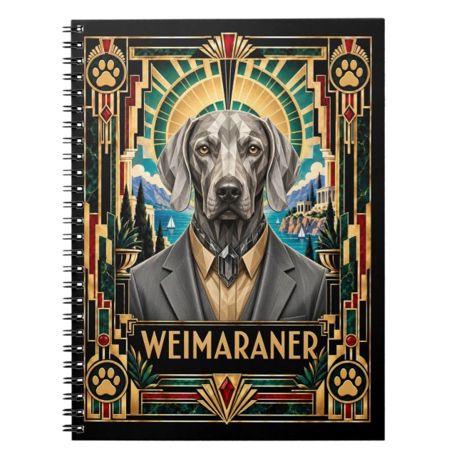 Carnet Braque de Weimar, chien Art Déco (Devant)