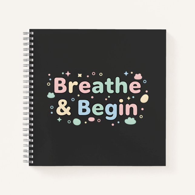 Carnet Breathe & Begin Pastel Quote (Devant)