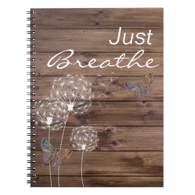 Carnet Breathe Dandelions Butterfly Wood (Devant)