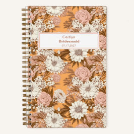 Carnet Bridesmaid Boho Orange and Peach Floral Pattern