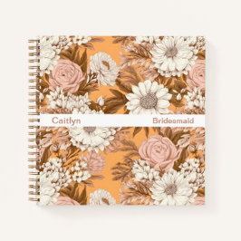 Carnet Bridesmaid Boho Orange and Peach Floral Square