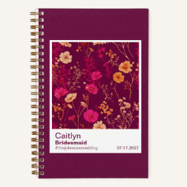 Carnet Bridesmaid Burgundy Floral Pattern Swatch