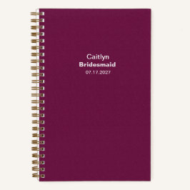 Carnet Bridesmaid Burgundy Typographic Notebook