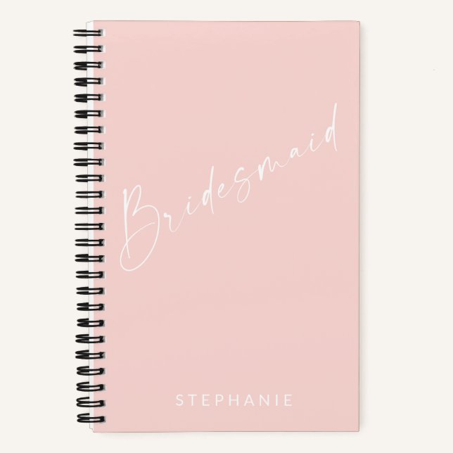 Carnet Bridesmaid Chic Minimaliste Personnalisé Rose (Recto)