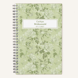 Carnet Bridesmaid Green Floral Nameplate Notebook