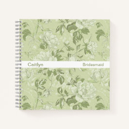 Carnet Bridesmaid Minimalist Stripe Green Floral Square