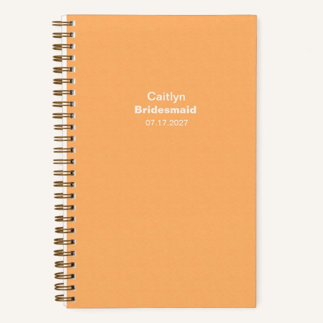 Carnet Bridesmaid Orange Typographic Notebook (Recto)