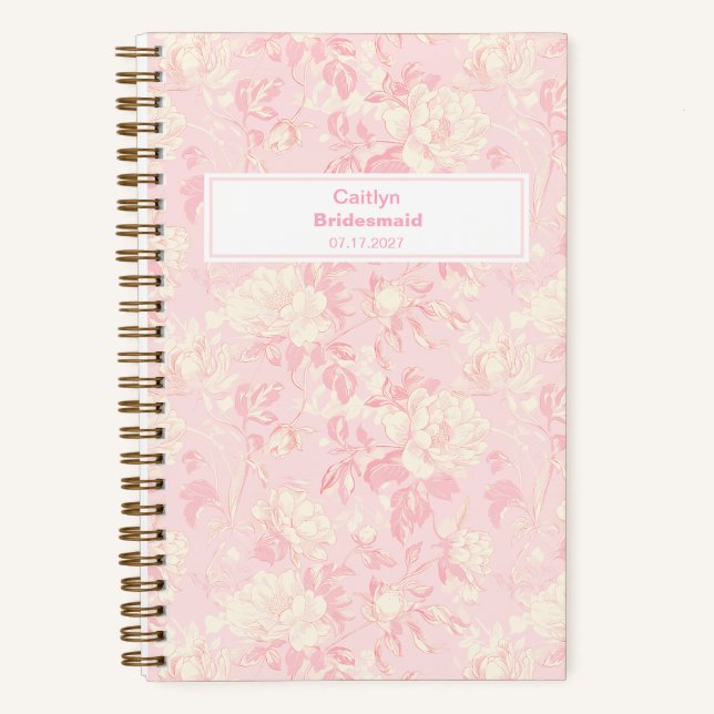 Carnet Bridesmaid Soft Peach Floral Pattern (Recto)