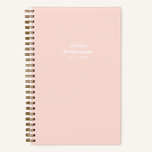 Carnet Bridesmaid Soft Peach Typographic (Recto)