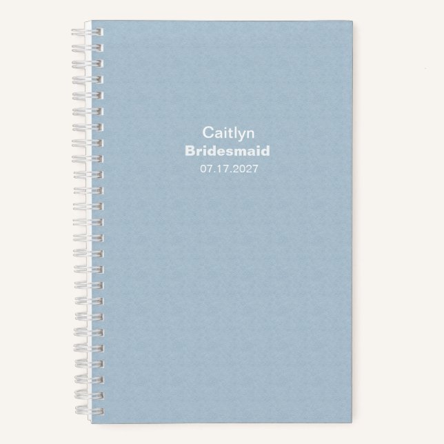 Carnet Bridesmaid Textured Dusty Blue Typographic (Recto)