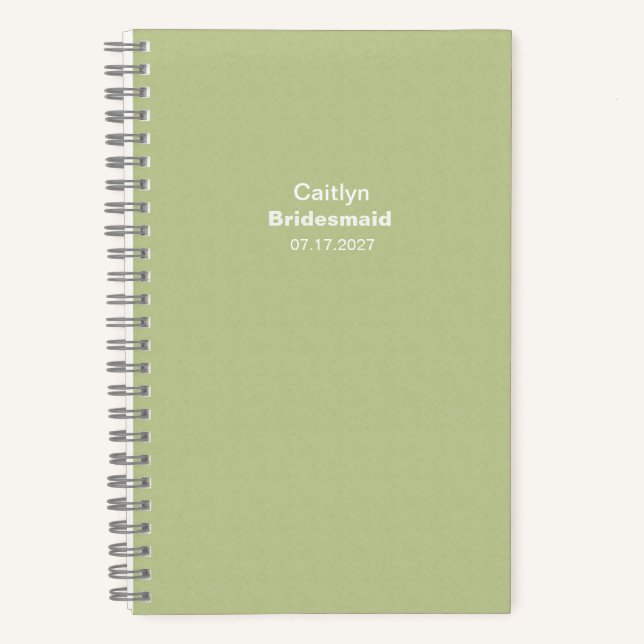 Carnet Bridesmaid Textured Grass Green Typographic (Recto)