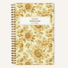 Carnet Bridesmaid Yellow Sunflower Floral Pattern