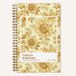 Carnet Bridesmaid Yellow Sunflowers Floral Pattern