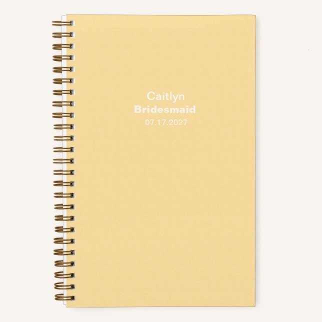 Carnet Bridesmaid Yellow Typographic Notebook (Recto)