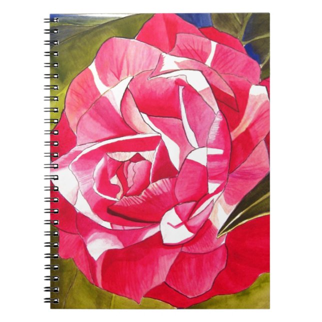 Carnet Bright pink Camellia watercolor art flower (Devant)